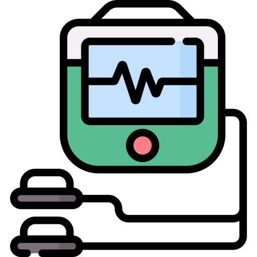 Icon of a heartbeat on a monitor, illustrating the role of medical devices in monitoring vital signs.